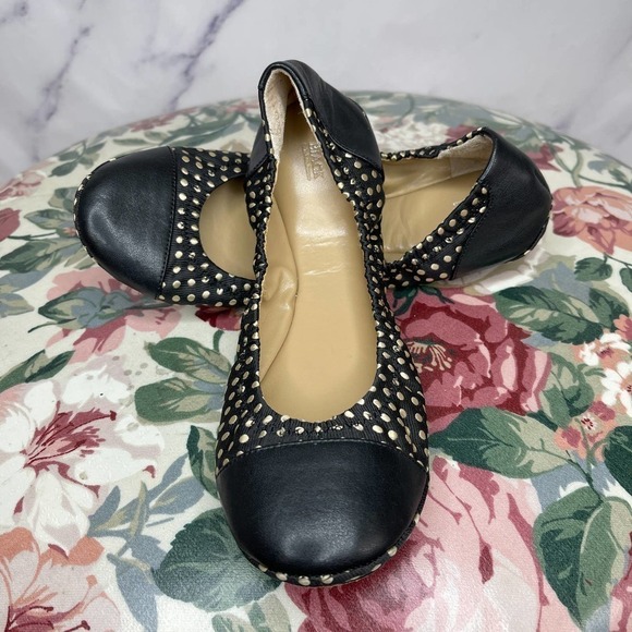 BLACK Saks Fifth Avenue | Black Polka Dot Ballet Flats | Sz 7 - Picture 1 of 14